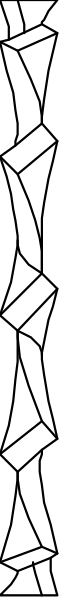The image shows a gray background with two black vertical lines on either side of what appears to be an object that has been cut out from between them.