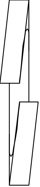 The image shows a gray background with two black vertical lines on either side of what appears to be an abstract design resembling stylized leaves in between them.