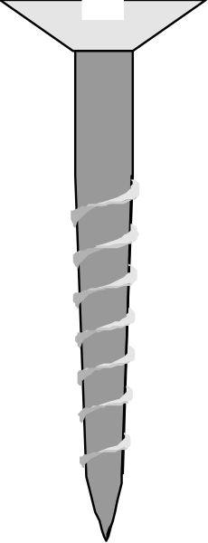 The image shows a closeup of an object that resembles a nail with multiple heads sticking out from it, set against a dark background.