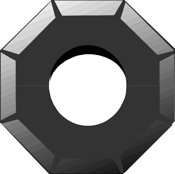 The image shows a black hexagon with white lines forming its shape on top of another similar hexagonal object that is partially obscured by it from an overhead perspective in what appears to be a 3D space, suggesting some sort of mechanical assembly context without any human or animal elements present. There are no actions depicted; the setting seems abstract and focused solely on these geometric shapes within this image. The style suggests digital art with shading that gives depth perception.