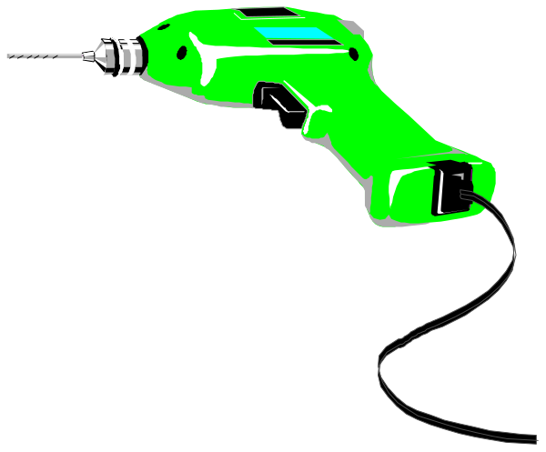 The image shows a green cordless drill with an attached charger on its side placed against a black background.