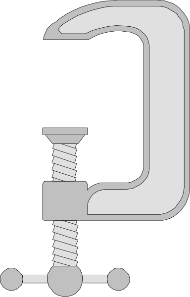 The black and white illustration shows a wrench with its head on top of an object that appears to be unscrewed from something else due to missing screws in both ends.