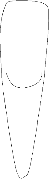 The image shows a white silhouette of an object with two distinct parts on either side against a gray background.
