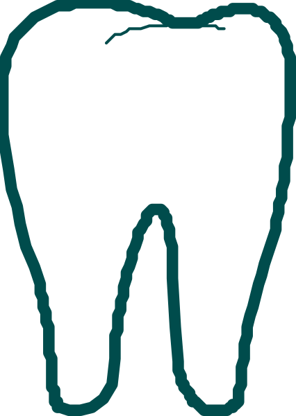 The image shows a cartoon tooth with an open mouth against a white background.