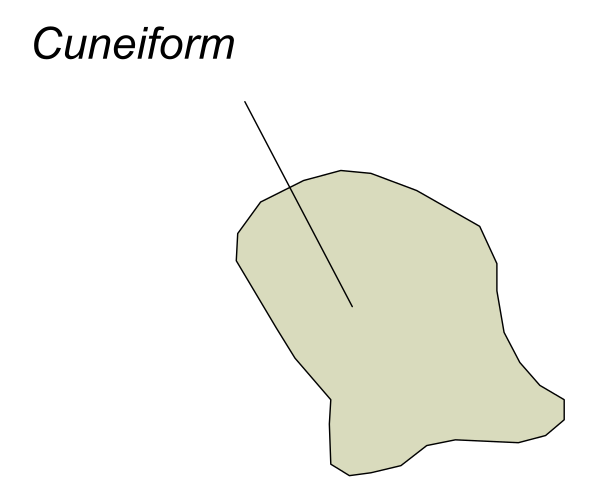 The image shows a map with annotations indicating geographical locations: "Cuneiform" is labeled at the top left corner of what appears to be Mesopotamia; there's also another label, but it isn't fully visible in this view.
