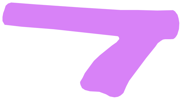 The image shows a purple handwritten number seven with an arrow pointing to it on what appears to be a gray background.