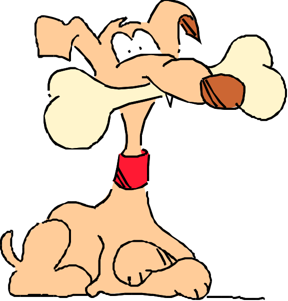 The images show a cartoon dog character with two expressions: on top it looks surprised; below that it appears to be in pain.