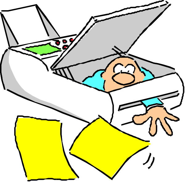 The cartoon shows a man inside an open briefcase with papers flying out of it onto his face; he appears surprised as if caught in mid-action while trying to close the case.