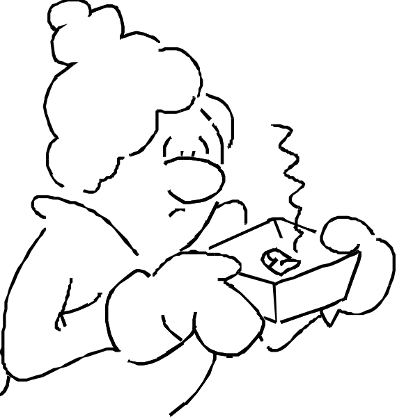 The black and white photo shows a simple line drawing of three vertical bars with varying lengths against an empty background.