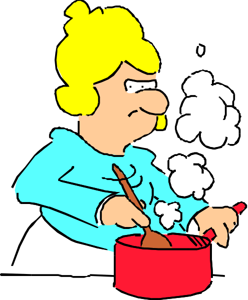The cartoon depicts a woman sitting at her desk with an open laptop on it.