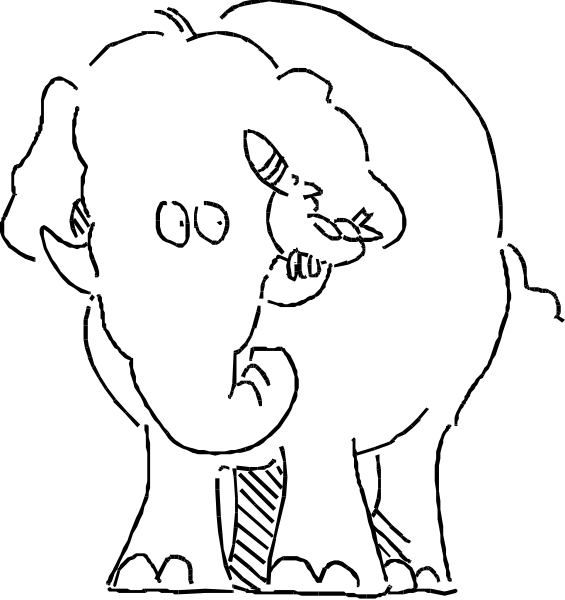 The image shows a simple black and white line drawing of two vertical rectangles with horizontal lines connecting them at their top corners to form an abstract representation resembling a stylized human figure standing upright against a dark background, suggesting minimalism in design.