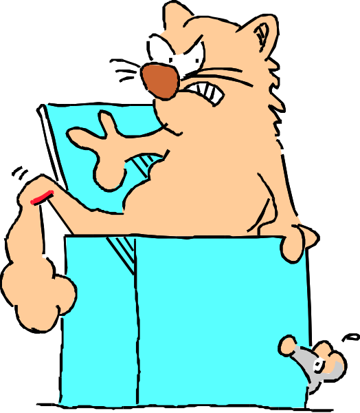 The cartoon depicts a cat sitting on top of an open box with its paw raised as if it's scratching something inside; there is no visible text in this image to provide additional context about what might be happening within the box, but we can see that one leg appears injured or damaged.