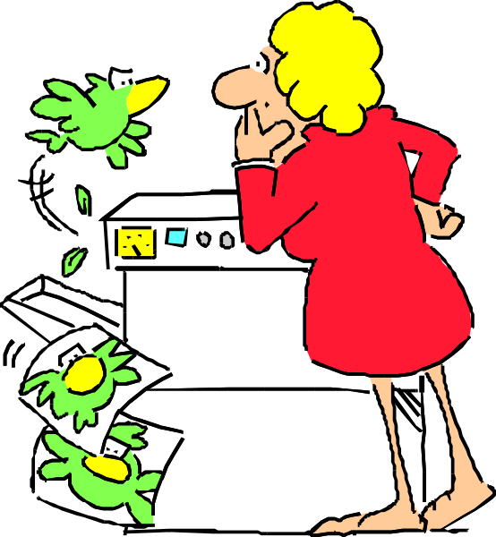 The cartoon shows a woman standing on grass with three frogs around her feet; she is blowing bubbles that have various shapes like stars, hearts, flowers, and other designs in them.