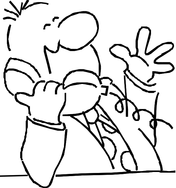 The image shows a simple black and white line drawing of three vertical lines with varying lengths against an empty background.