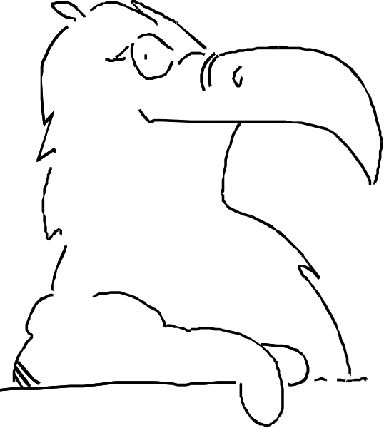 The image shows a black screen with white lines forming an abstract pattern that resembles a stylized representation of trees in winter against a gray background.