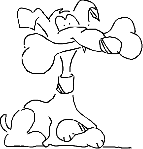 The image shows a simple black and white line drawing of two rectangles with lines connecting them at their corners to form an abstract shape resembling a house or building outline against a dark background.