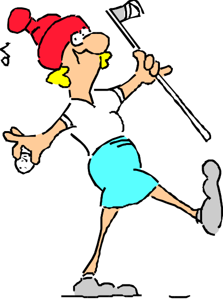 The cartoon shows a man with red hair wearing sunglasses standing on his head while holding onto something above him; he is dressed in blue shorts and has one foot raised as if dancing.