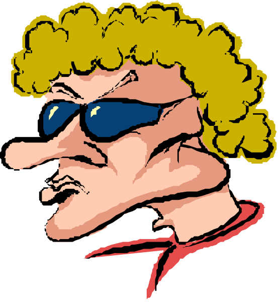 The image shows a cartoon of an older man with sunglasses on his head wearing yellow shorts, standing outdoors during daylight hours under clear skies.