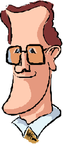 The image shows a man with glasses wearing an orange tie standing behind another person who is facing away from us; both individuals appear to be in front of a gray background that has been digitally altered for artistic effect, creating a split-screen appearance where only one half of their bodies are visible on the right side.