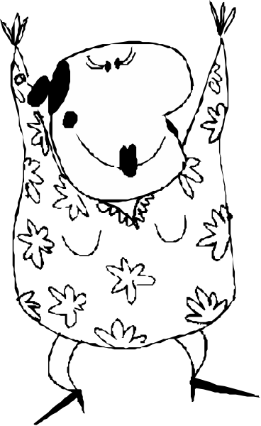 The black and white photo shows a cartoon character with an exaggerated smile peeking out from behind what appears to be a curtain on either side of it.
