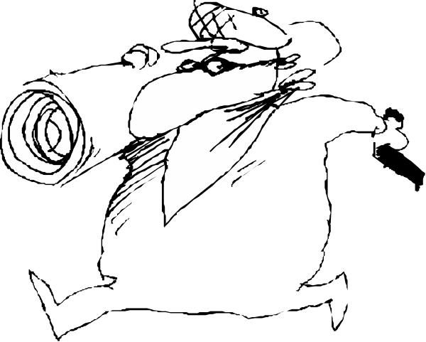 The black and white comic strip shows a character with an exaggeratedly large head holding two smaller heads on either side of it; one is smiling while another appears to be crying.