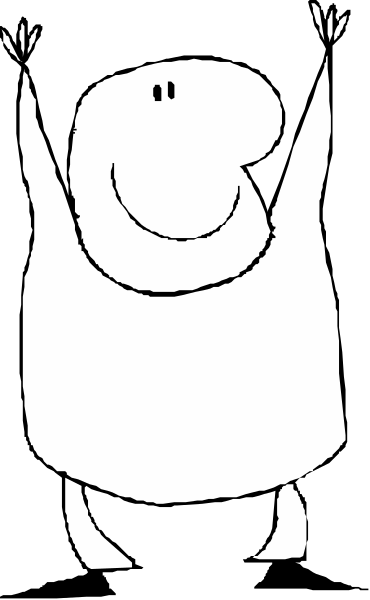 The black and white cartoon shows a character with arms raised above its head standing on what appears to be an ice skating rink.