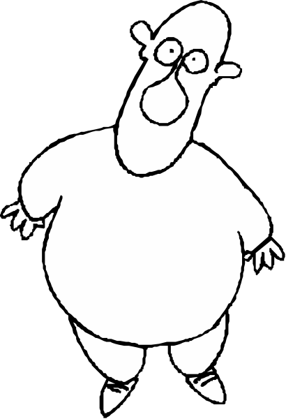The black and white cartoon shows a man with exaggerated features standing on his tiptoes against a dark background; he has large eyes looking upwards to the left side of the image where there is no content, suggesting an empty space above him that could be interpreted as sky or another open area.