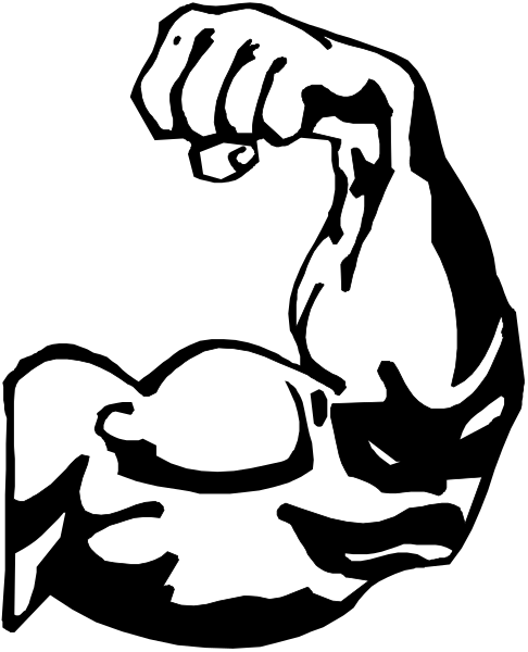 The black and white silhouette of a person's fist raised high above their head with an object that resembles a cup in it between two fingers on top.