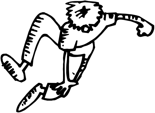 The black and white illustration shows a person riding on top of an animal that appears to be either a horse or donkey with its head downward in front of it.