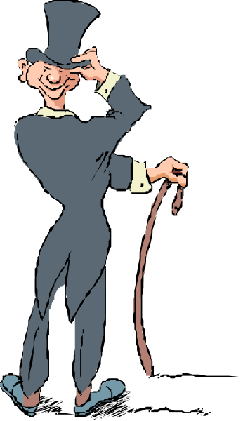 The cartoon shows a man dressed as Charlie Chaplin with his iconic mustache and cane standing upright against a dark background; he is wearing a suit jacket over an undershirt without sleeves, pants, shoes, gloves, and has no visible facial features other than eyes and eyebrows due to the style of caricature.