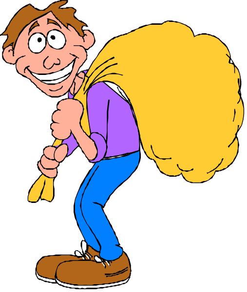 The cartoon shows a man with brown hair leaning forward slightly while holding onto his yellow tie as if it's being pulled by an unseen force; he is wearing blue jeans and has on a white shirt, but no shoes can be seen in this image. He appears to have been caught off guard or surprised, given the expression of shock on his face. The man also seems to be holding onto something yellow that could possibly represent money bags as it's tied around him with what looks like rope; however, there is not enough information provided about its contents.