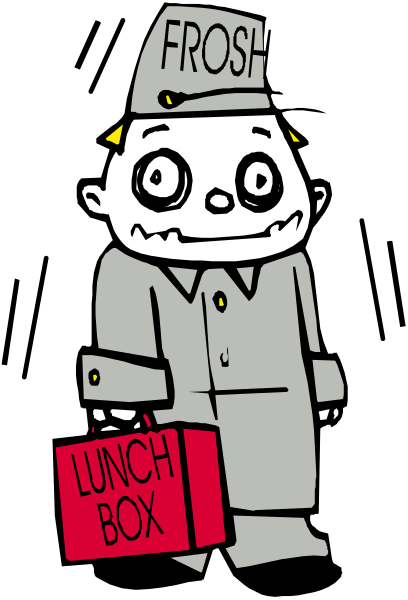 The cartoon shows a character dressed as an employee of Freshly boxed lunchbox company holding a red lunchbox with "Fresh" written on it in white letters.
