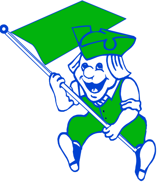 The image shows a cartoon character holding an open umbrella with green fabric on top of it while standing next to a flagpole that has two flags attached: one is blue-green and features what appears to be a stylized letter 'C' inside, suggesting some form of logo or emblem; the other is white. The cartoon character seems cheerful as they hold up their hands in excitement with an open umbrella above them.