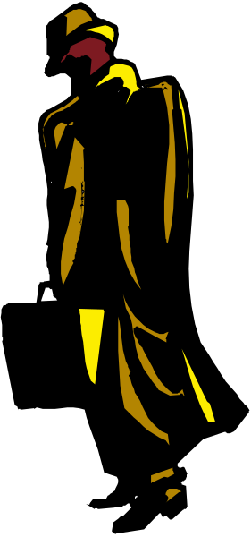 The image shows a person standing with their back to us against a dark background; we can only see them from behind due to perspective distortion caused by an optical illusion in which two images of the same scene appear side-by-side, creating depth and making it seem like there are multiple instances of the subject.
