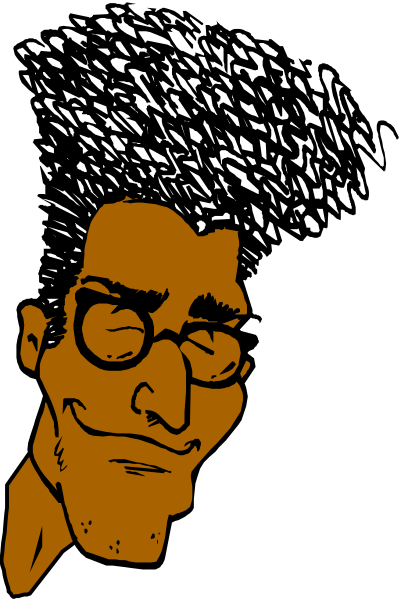 The black and white illustration features a man with glasses wearing an orange shirt standing next to a window on what appears to be a cloudy day outside of his house.
