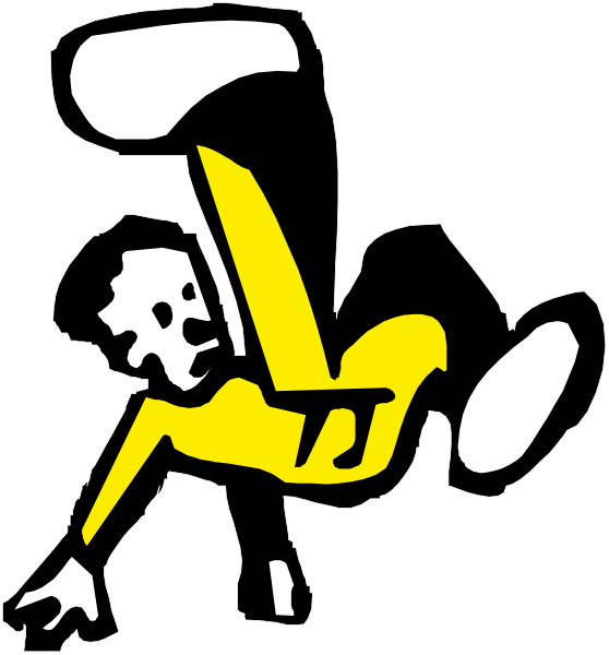 The image shows a cartoon of an astronaut falling from space with their arms outstretched for balance against a black background.