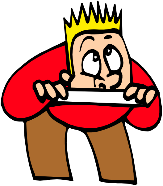 The cartoon shows a man with blonde hair looking through binoculars at something off to his right side of frame while standing in front of what appears to be an open book on its spine facing upwards, suggesting he might have been reading it beforehand or is about to read from it.