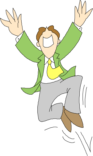 The image shows a cartoon of an animated man with his arms outstretched as if he's falling from something high up in mid-air against a black background.