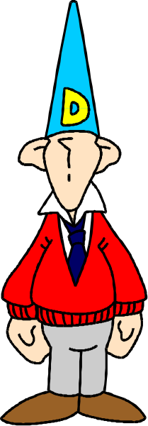 The cartoon shows a man wearing a red jacket with blue pants standing next to another figure who is dressed as an elf in green clothing holding what appears to be a wand.