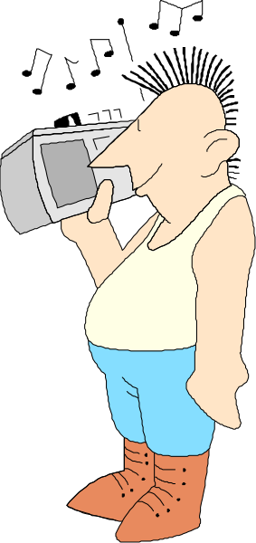 The cartoon shows a man with glasses holding an old camera to his face while standing next to another character who is talking on their cell phone; both characters appear in profile view against a plain background.