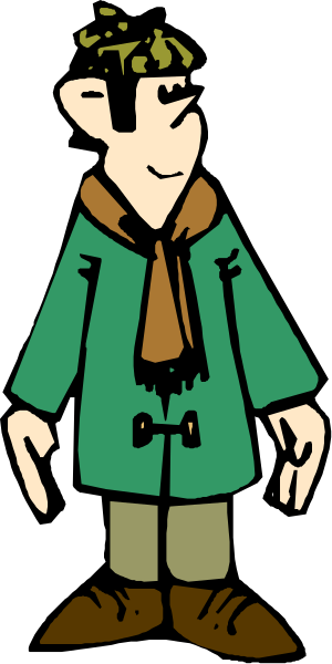 The image shows a cartoon of an animated character dressed as Sherlock Holmes standing against a dark background with his hands clasped together in front of him.