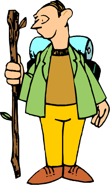 The cartoon depicts a man with glasses holding a walking stick standing next to an animated character who appears to be made of wood; both characters have exaggerated facial features typical in comic strips.