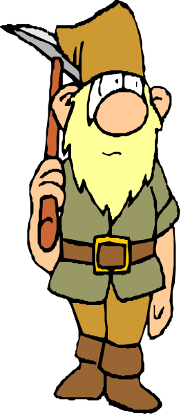 The cartoon depicts a bearded man dressed as an old adventurer with a sword at his side standing against a plain background.