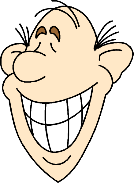 The image shows a cartoon face with an exaggerated smile on it against a black background.