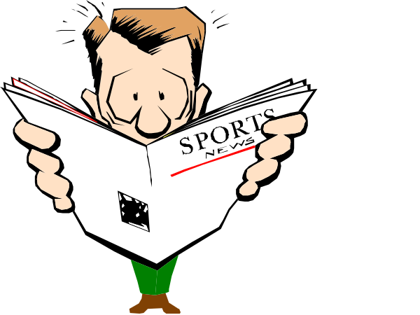 The black and white illustration shows two animated characters with exaggerated facial features; on left is a man pointing to his right hand which holds an arrow-like object that resembles a fishing rod, while another character in front of him has their hands outstretched as if casting or throwing something.