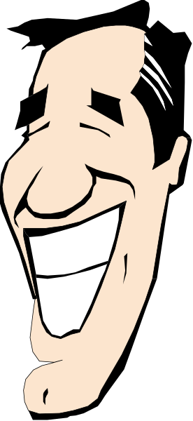 The image shows a cartoon of an animated character with exaggerated facial features peeking out from behind what appears to be vertical blinds in front of which is another face smiling broadly at the viewer.