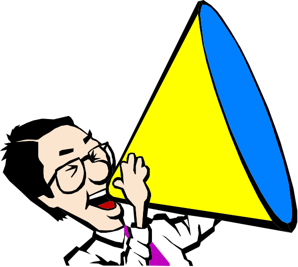 The image shows a cartoon of an older man with glasses holding up his hand to block out light from behind him while standing in front of what appears to be a microphone on stage; he is gesturing towards something off-camera, possibly directing attention or making a point during a speech or presentation.