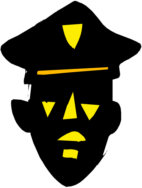 The image shows a black silhouette of an abstract figure with yellow highlights against a dark background.