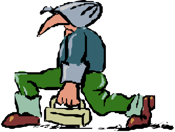 The cartoon depicts a man carrying luggage while walking down an alleyway at nighttime.