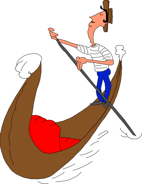 The cartoon shows a man on top of an open umbrella that is floating above water with his dog inside it; he's holding onto something to keep from falling into the sea while smiling broadly, and there appears to be some sort of fish or marine creature swimming nearby in this whimsical scene.